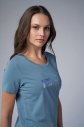 Kadın Mavi Önü Baskılı ve Taşlı Tişört | 4069 - 4