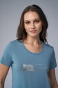 Kadın Mavi Önü Baskılı ve Taşlı Tişört | 4069 - 5