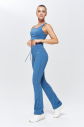 Kadın Mavi Yüksek Bel Flare Yumuşak Dokulu Tayt Pantolon | 9909 - 4