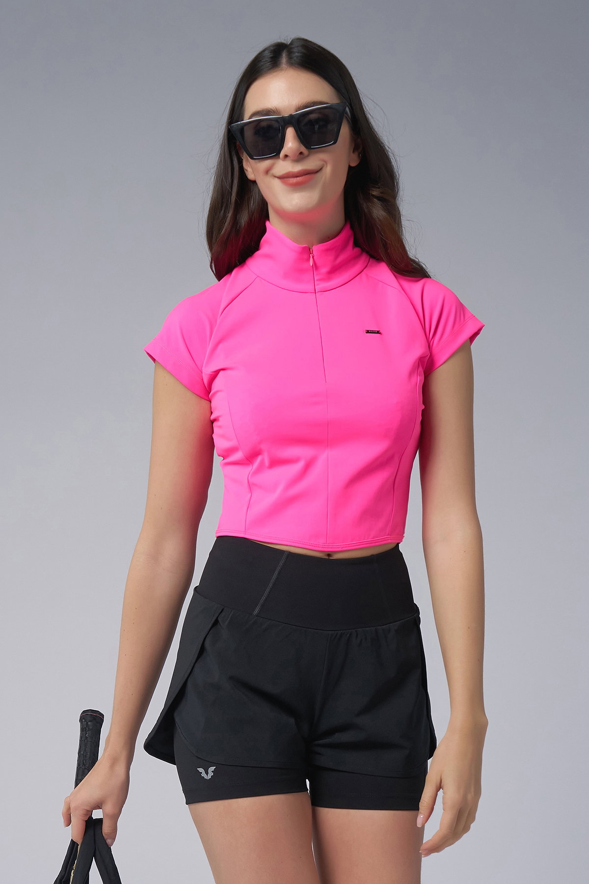 Kadın Pembe Kısa Kollu Yakalı Sörf Body | 4059 - BİLCEE