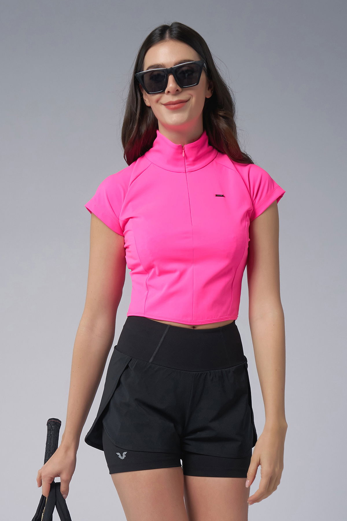 Kadın Pembe Kısa Kollu Yakalı Sörf Body | 4059 - BİLCEE