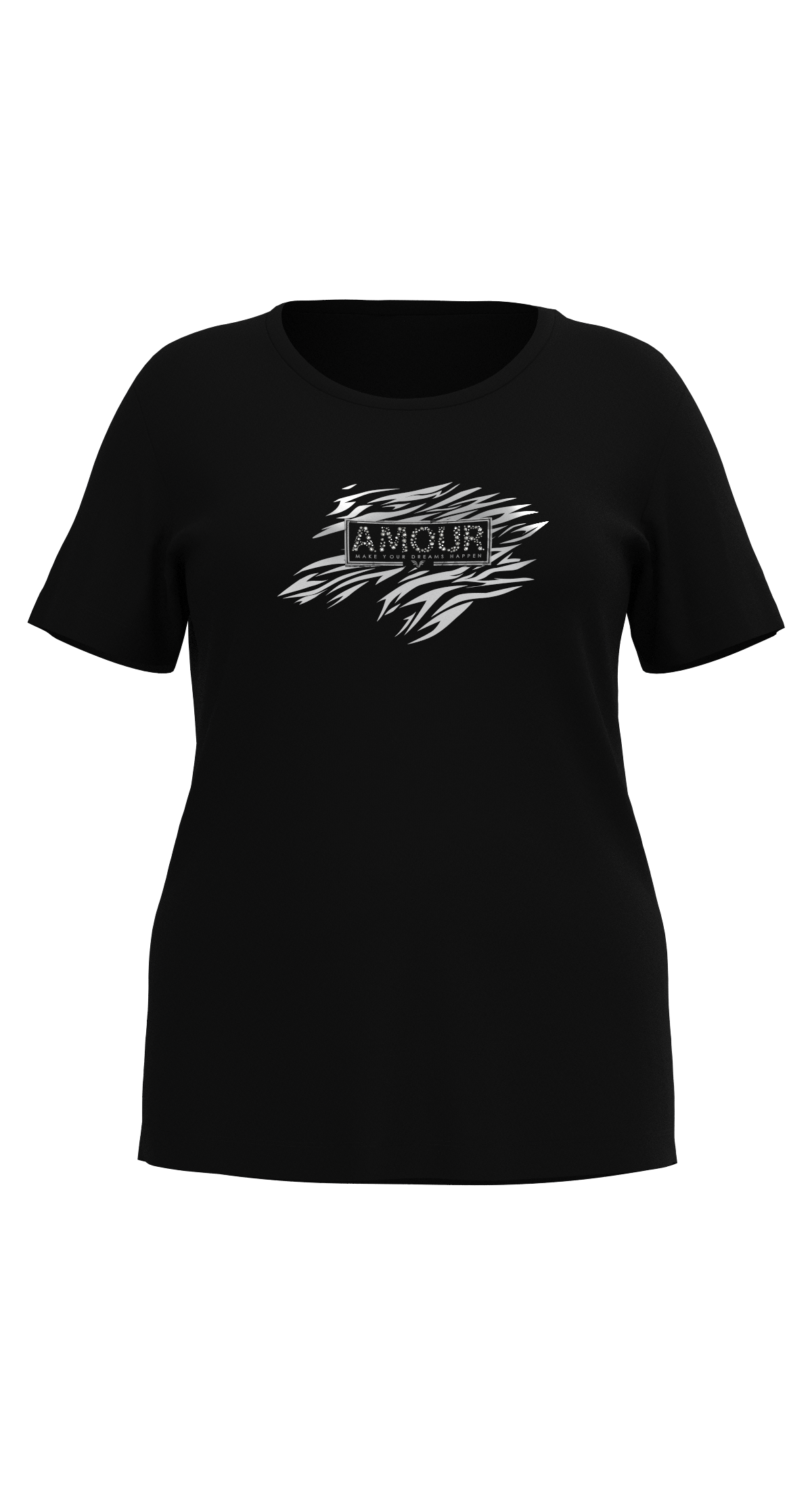 Kadın Siyah Büyük Beden Kadın Taş Baskılı Tişört | 4067 - BİLCEE