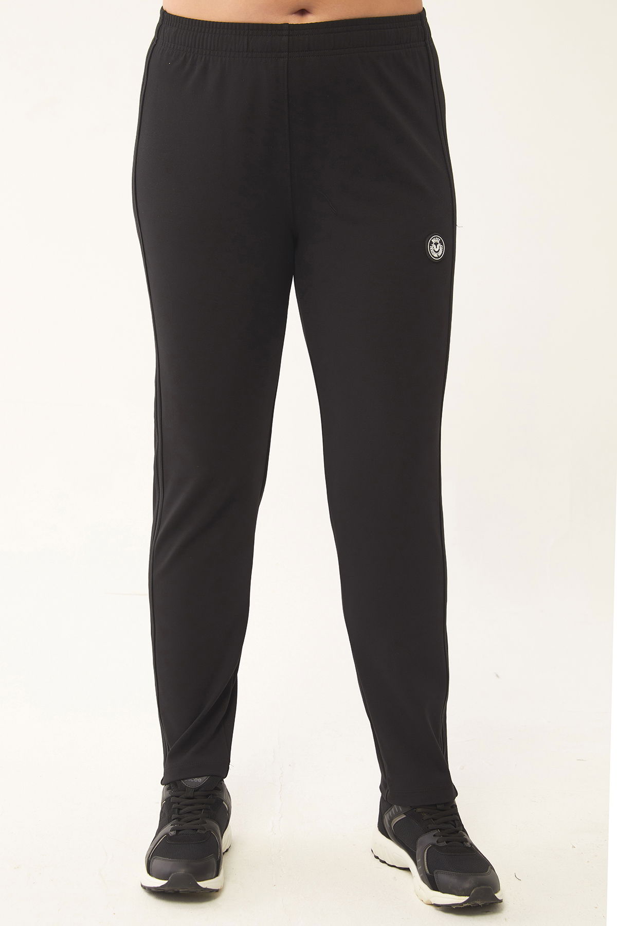 Kadın Siyah Büyük Beden Şeritli Dokuma Detaylı Pamuklu Eşofman Takım 1582 - BİLCEE (1)