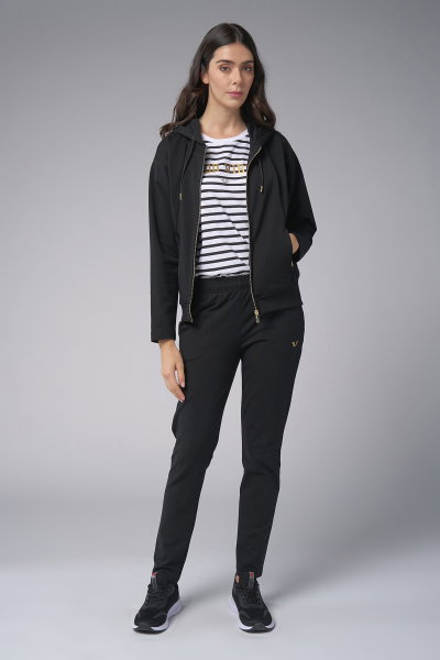 Kadın Siyah Kapüşonlu 3'lü Eşofman Takımı | 4006 