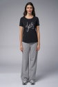 Kadın Siyah Sim Baskılı Tişört | 4178 - 4