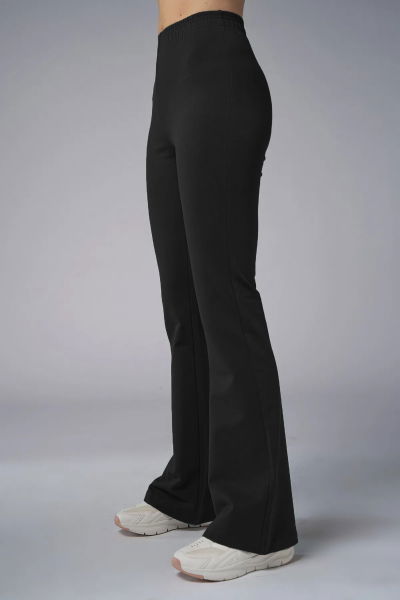 Kadın Siyah Yüksek Bel Flare Pamuklu Pantolon | 9911 