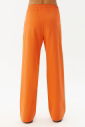 Kadın Turuncu Yüksek Bel Bol Paça Dikiş Çizgili Pamuklu Rahat Kesim Spor ve Günlük Eşofman Altı | 0135 - 6