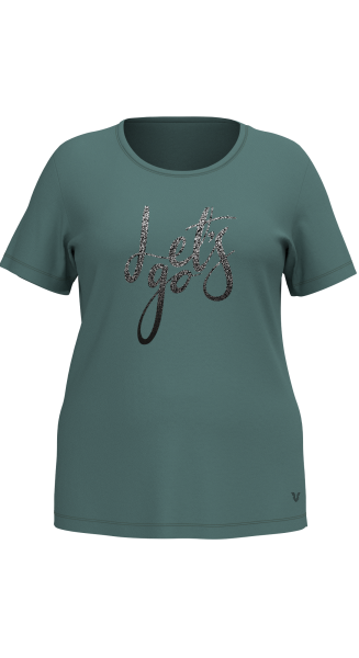 Kadın Yeşil Büyük Beden Sim Baskılı Tişört | 4177 