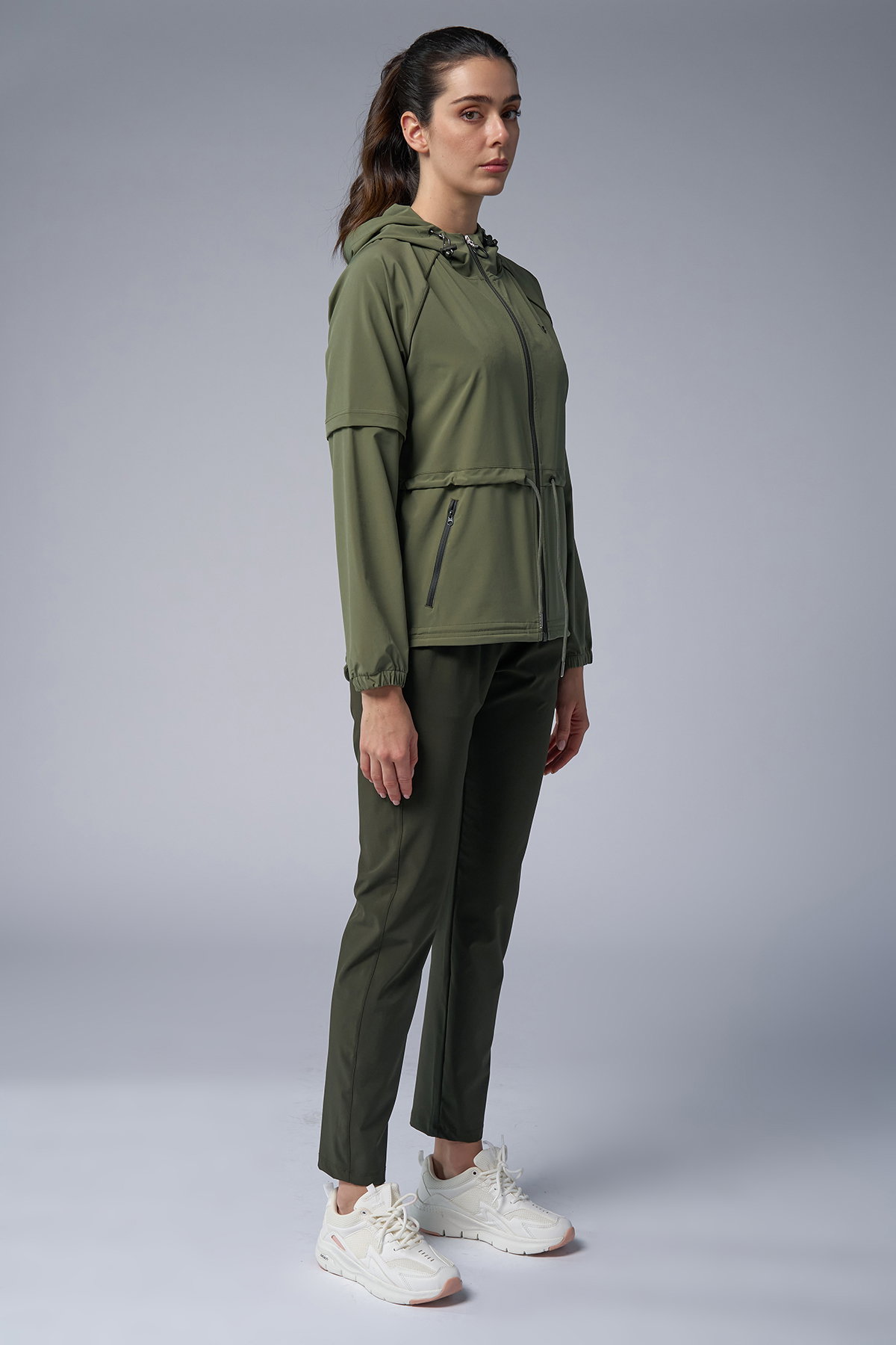 Kadın Yeşil İnce Hafif Kumaşlı Dokuma Eşofman Takımı | 4171 - BİLCEE