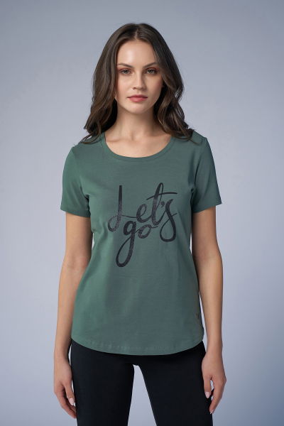 Kadın Yeşil Sim Baskılı Tişört | 4178 