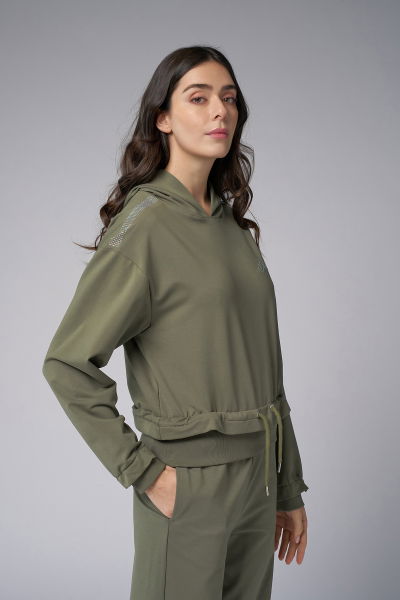 Kadın Yeşil Taş Baskılı Sweatshırt Pantolon Takım | 4043 