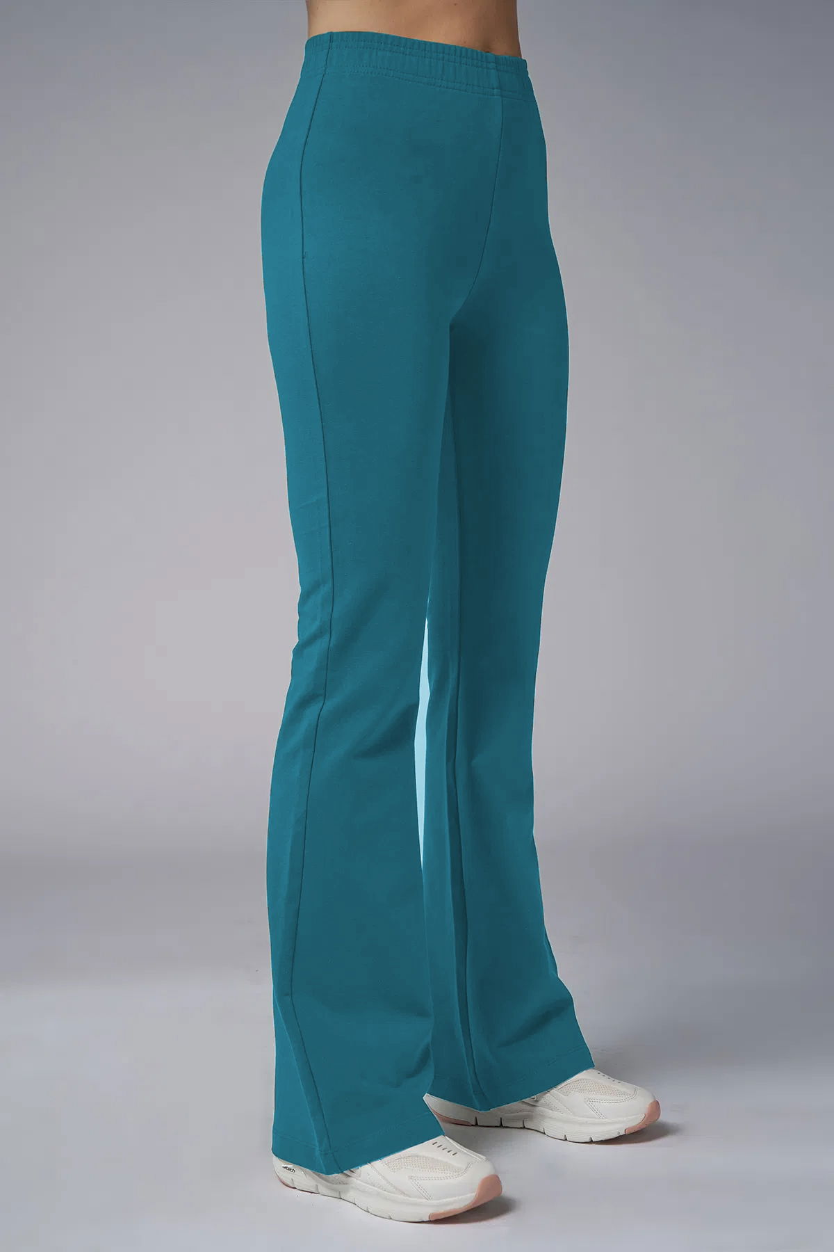 Kadın Yeşil Yüksek Bel Flare Pamuklu Pantolon | 9911 - BİLCEE (1)