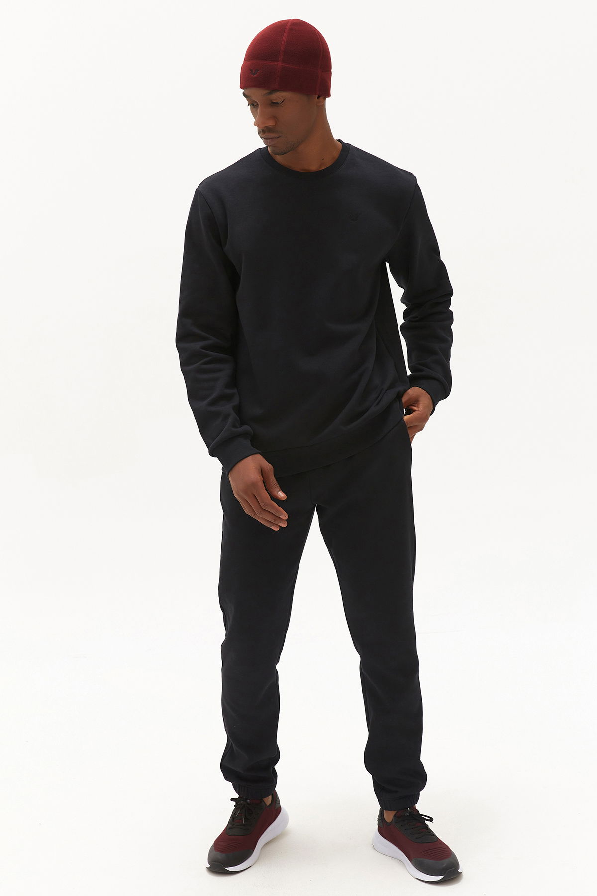 Peak Erkek Siyah Pamuklu Lastikli Paça Jogger Eşofman Altı | 7019 - PEAK