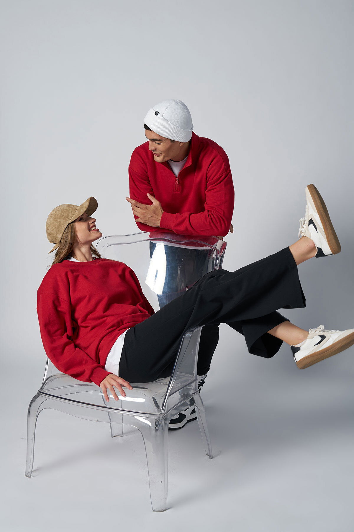 Peak Erkek Kırmızı Oversize Fermuarlı Yaka Sweatshirt | 7021 - PEAK (1)