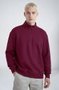 Peak Erkek Bordo Oversize Fermuarlı Yaka Sweatshirt | 7021 - 3