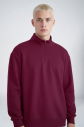 Peak Erkek Bordo Oversize Fermuarlı Yaka Sweatshirt | 7021 - 2
