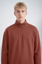 Peak Erkek Toprak Oversize Fermuarlı Yaka Sweatshirt | 7021 - 1