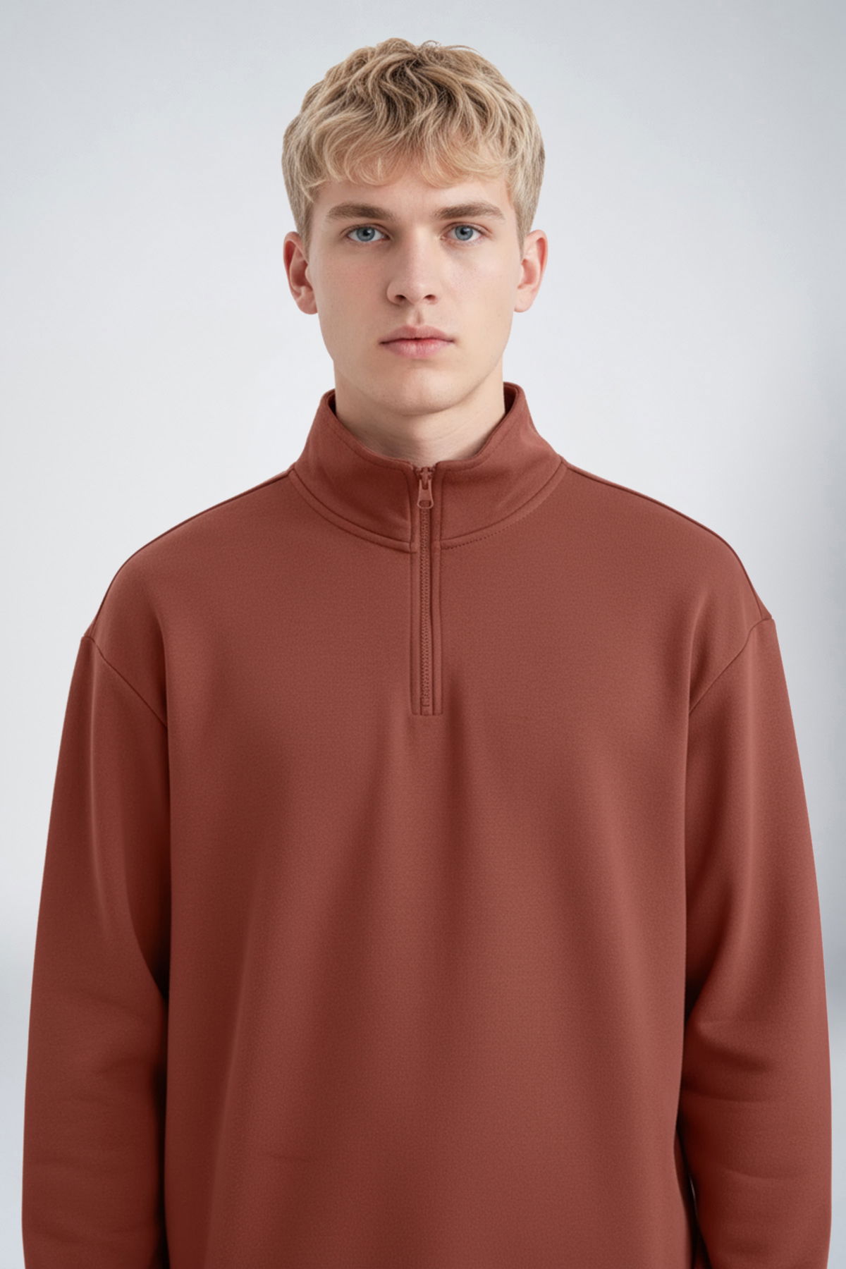 Peak Erkek Toprak Oversize Fermuarlı Yaka Sweatshirt | 7021 - PEAK