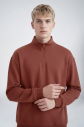 Peak Erkek Toprak Oversize Fermuarlı Yaka Sweatshirt | 7021 - 3