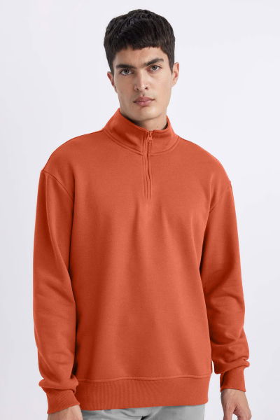 Peak Erkek Bakır Oversize Fermuarlı Yaka Sweatshirt 7021 