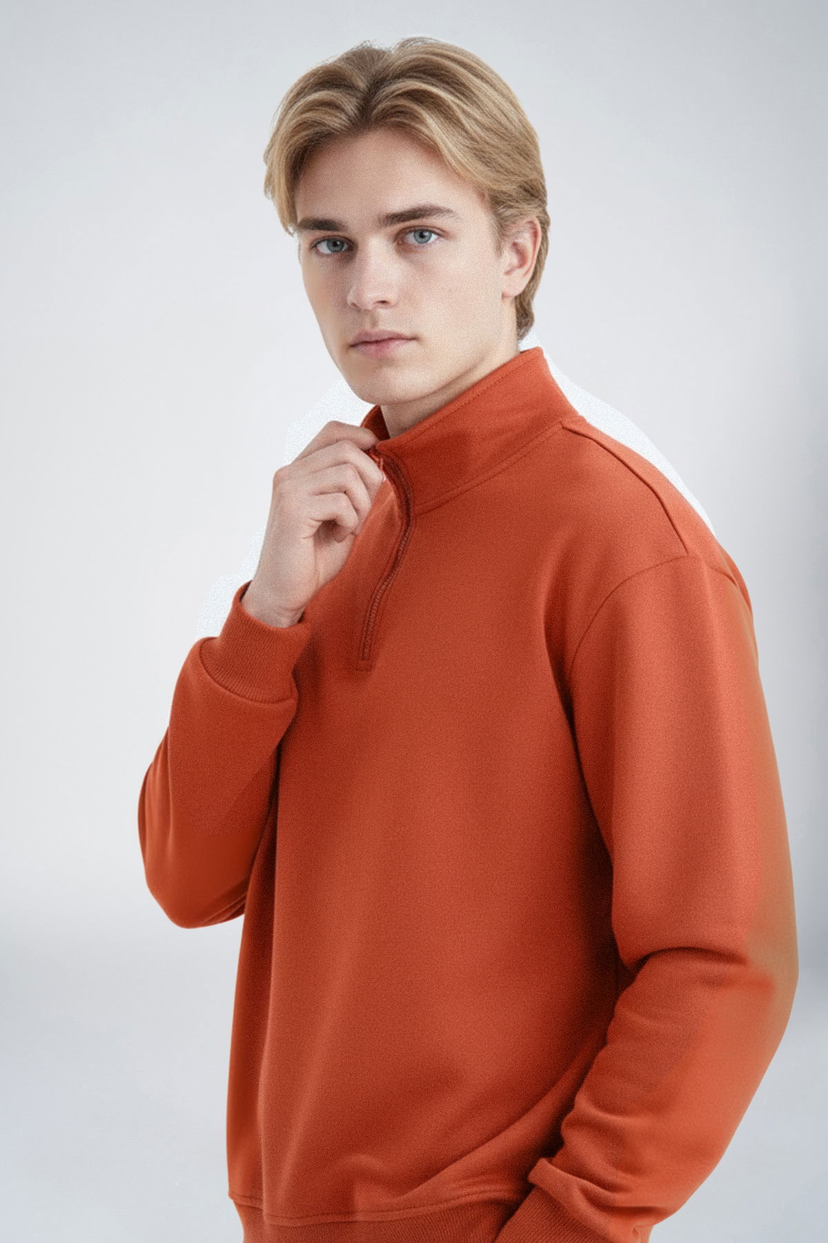 Peak Erkek Bakır Oversize Fermuarlı Yaka Sweatshirt | 7021 - PEAK (1)