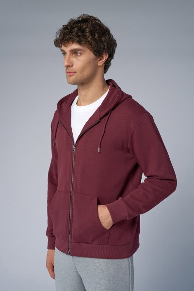 Peak Unisex Bordo Oversize Fermuarlı Kapüşonlu Eşofman Üstü | 7016 