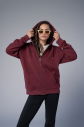 Peak Unisex Bordo Oversize Fermuarlı Kapüşonlu Eşofman Üstü | 7016 - 12