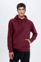 Peak Erkek Bordo Pamuklu Oversize Kanguru Cepli Kapüşonlu Sweatshirt | 7017 