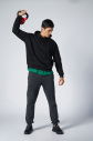 Peak Erkek Siyah Pamuklu Kanguru Cepli Kapüşonlu Sweatshirt | 7017 - 4