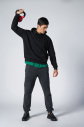 Peak Erkek Siyah Pamuklu Kanguru Cepli Kapüşonlu Sweatshirt | 7017 - 4