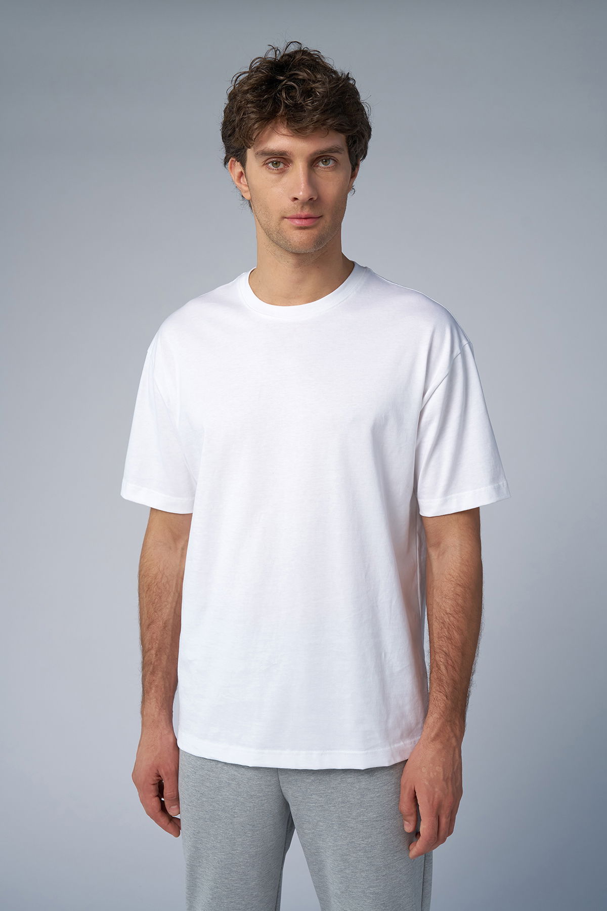 Peak Erkek Beyaz Oversize Tişört | 7034 - PEAK