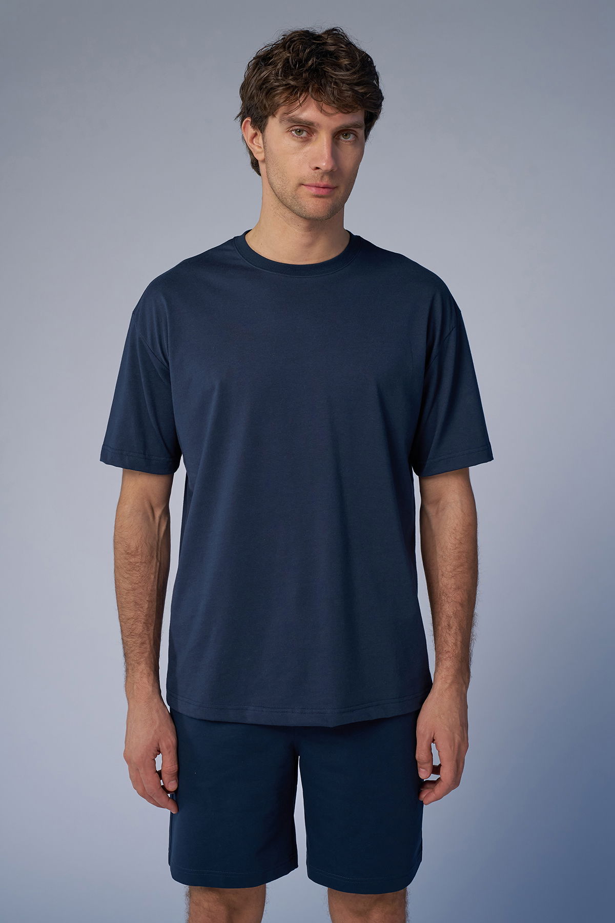 Peak Erkek Koyu Lacivert Oversize Tişört | 7037 - PEAK (1)