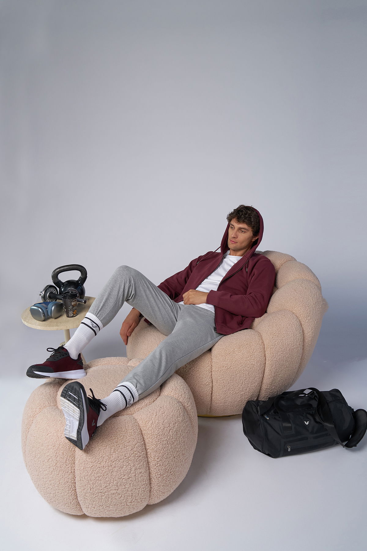 Peak Erkek Gri Ribana Paça Eşofman Altı | 7036 - PEAK