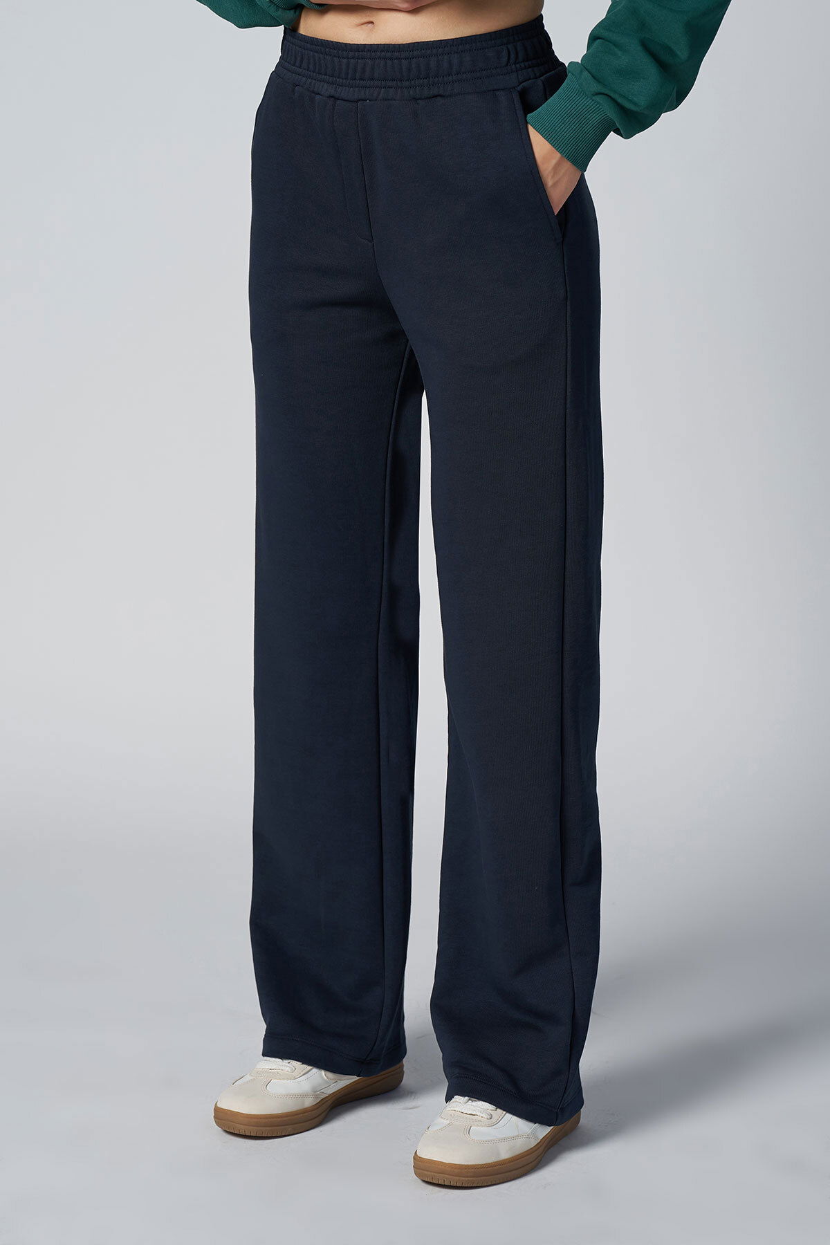 Peak Kadın Lacivert Bol Paça Cepli Eşofman Altı | 7018 - PEAK