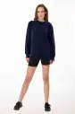 Peak Kadın Lacivert Oversize Bisiklet Yaka Basic Sweatshirt 7015 