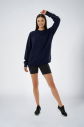 Peak Kadın Lacivert Oversize Bisiklet Yaka Basic Sweatshirt | 7015 - 2