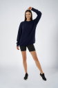 Peak Kadın Lacivert Oversize Bisiklet Yaka Basic Sweatshirt | 7015 - 2
