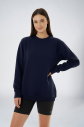 Peak Kadın Lacivert Oversize Bisiklet Yaka Basic Sweatshirt | 7015 - 3