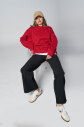Peak Kadın Kırmızı Oversize Bisiklet Yaka Basic Sweatshirt | 7015 - 9