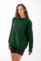 Peak Kadın Koyu Yeşil Oversize Bisiklet Yaka Basic Sweatshirt 7015 