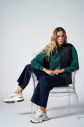 Peak Kadın Koyu Yeşil Oversize Bisiklet Yaka Basic Sweatshirt | 7015 - 2