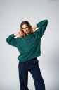 Peak Kadın Koyu Yeşil Oversize Bisiklet Yaka Basic Sweatshirt | 7015 - 3