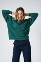 Peak Kadın Koyu Yeşil Oversize Bisiklet Yaka Basic Sweatshirt | 7015 - 5