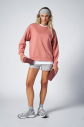 Peak Kadın Pudra Oversize Bisiklet Yaka Basic Sweatshirt | 7015 - 3
