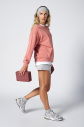 Peak Kadın Pudra Oversize Bisiklet Yaka Basic Sweatshirt | 7015 - 6