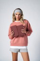 Peak Kadın Pudra Oversize Bisiklet Yaka Basic Sweatshirt | 7015 - 2
