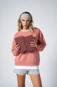 Peak Kadın Pudra Oversize Bisiklet Yaka Basic Sweatshirt | 7015 - 2