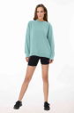 Peak Kadın Mavi Oversize Bisiklet Yaka Basic Sweatshirt | 7015 - 2