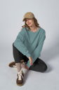 Peak Kadın Mavi Oversize Bisiklet Yaka Basic Sweatshirt | 7015 - 3
