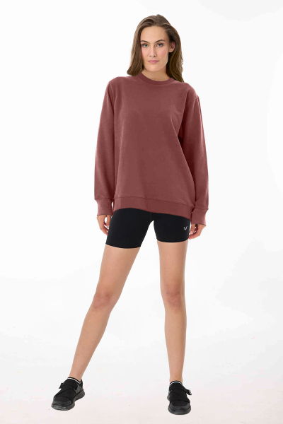 Peak Kadın Toprak Oversize Bisiklet Yaka Basic Sweatshirt 7015 